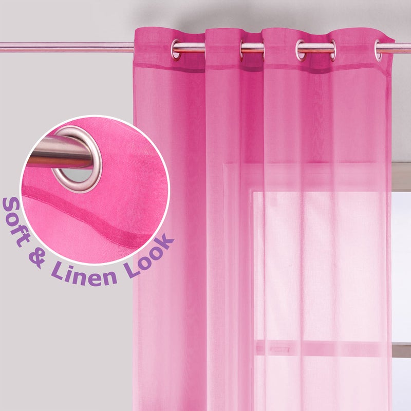 KOUFALL Purple and Hot Pink Sheer Curtains 2 Panels 84 Inches Long,Preppy Princess Coquette Curtains for Teen Girls Bedroom - Image 2